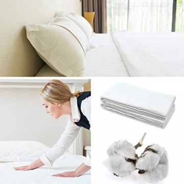 Amazinggirl Bettlaken ohne Gummizug Baumwolle Polyester - weißes Betttuch ohne Gummi Laken zum zudecken Hotel Baumwolllaken weiß ohne Spann 160 x 250 cm