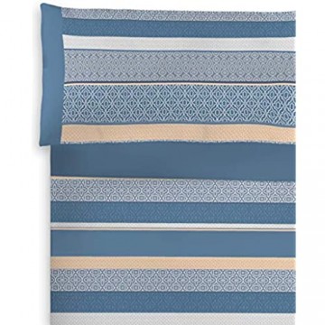 Bedrucktes Bettwäsche-Set Polyester-Baumwolle 3-teilig Kissenbezug Spannbettlaken und Bettlaken Qualität und Design weich und strapazierfähig blaue Feder für 90 cm breite Betten