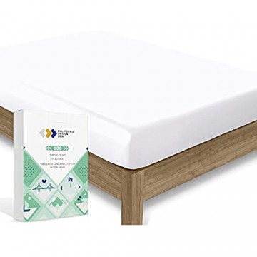 California Design Den Bettlaken aus gekämmter Baumwolle Fadenzahl 600 reines Weiß King-Size