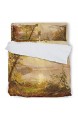 Huffle-Pickffle 4-Teiliges Bett-Set Landschaft Elegant Atmungsaktiv Design-Landschaft Bettlaken White 203x230cm