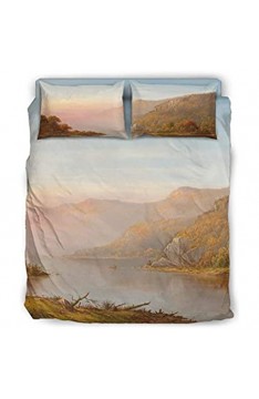 Huffle-Pickffle 4-Teiliges Bett-Set Landschaft Lustig Warm Gedruckt-Landschaft Bettlaken White 228x228cm