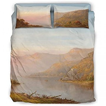 Huffle-Pickffle 4-Teiliges Bett-Set Landschaft Lustig Warm Gedruckt-Landschaft Bettlaken White 228x228cm