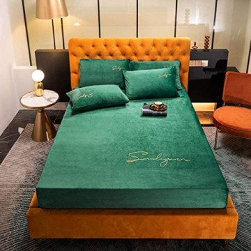 Topashe Modernen Farben Bettlaken Coral Samt verdicktes Bettlaken All-Inclusive rutschfeste Bettdecke-grün 90 * 200cm Atmungsaktiv Bettlaken