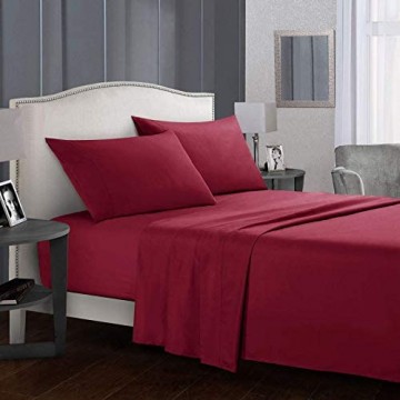 ZYYH 4-teiliges Bettlaken-Set Pflegeleichte Doppelbetten aus Baumwolle mit 2 Kissenbezügen und 4 Bettdeckenhalter atmungsaktives Bodenblatt