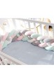 ACTENLY 220cm Baby 4 Weben Babybett Bettumrandung Nestchen Stoßstang Kantenschutz Kopfschutz für Kinderbett Bettumfang (Weiß+Grau+Grün+Rosa & 50 Stück Leuchtende Sterne Wandtattoo)