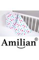 Amilian Bettumrandung für Kinderbett Baby Nest Kopfschutz Nestchen Bettnestchen Baby Kantenschutz Tupfen Bunt 180cm x 30cm (für das Babybett 120x60cm- Kopfschutz)