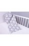 Amilian® Bettumrandung Nest Kopfschutz Nestchen Elefant KLEIN Grau Bettnestchen Baby Kantenschutz Bettausstattung (360cm (für das Babybett 120x60cm- rundherum))
