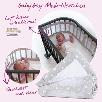 babybay Nestchen Mesh-Piqué passend für Modell Original taupe Sterne weiß