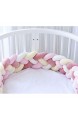 Bettumrandung Baby Nestchen Kinderbett Stoßstange Weben Bettumrandung Kantenschutz Kopfschutz für Babybett Bettausstattung 220cm (Hellrosa + Rosa + Weiß + Gelb)