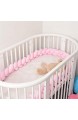 Bettumrandung Babybett Nestchen geknotet geflochten Bettumrandung Weben Geflochtene Stoßfänger Dekoration für Krippe Kinderbett (Gelb + Weiß + Grau 2M)