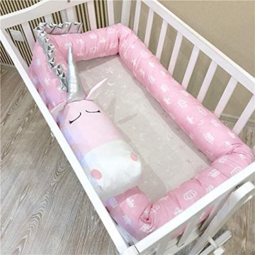 BINGMAX Bettschlange Baby Nestchenschlange Babybett Kantenschutz Bettumrandung Pink