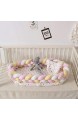 Digead Bettumrandung Babybett Weben Kissen Kinderbett Bettschlange Verknotetes Babykissen Stützkissen Babybettausstattung - （Pink/Weiß/Gelb）- 1.5 m