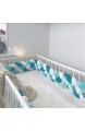 GLITZFAS Bettausstattung Kantenschutz Kopfschutz für Babybett Baby Nestchen Bettumrandung Weben Geflochtene Stoßfänger Dekoration für Krippe Kinderbett 220cm (Weiß + grün + grau + leichte Bohnenpaste)