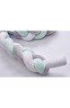Kinderbett Knotenkissen Bettumrandung Stoßstange Baby Nestchen Weben Bettumrandung Kantenschutz Kopfschutz 1 5m/2m (2m Grün-Weiß-Grau)