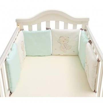 Oyfel Bettumrandung Babybett Kopfschutz 6 Stück Baby Nestchen Baumwolle Stoßfänger Dekoration für Krippe Kinderbett