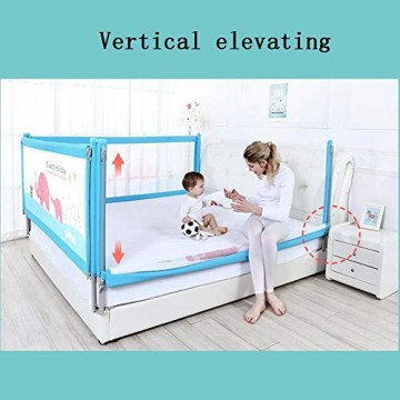 MUMA Baby-Bettgitter extra hoch 100cm vertikaler Lift Schlafgitter für Kleinkinder Klappbettgitter für Kingsize-Bett - Blau/Pink (Color : Blue Size : 2.0m)