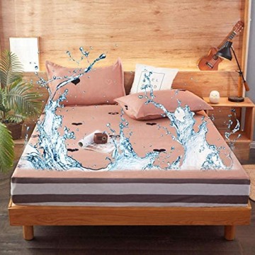 GmanXier Bed Cover，wasserdichte Spannbetttücher feuchtigkeitsbeständige Tagesdecke für Kinder Matratzenbezug einfacher Druck geeignet für EIN Doppelbett-E 135 * 200 cm