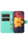 Uposao Kompatibel mit Samsung Galaxy A21S Hülle Wallet Handyhülle 3D Blumen Muster Leder Hülle Flip Schutzhülle Leder Tasche Brieftasche Klapphülle Bookstyle Case Magnet Kartenfach Grün