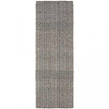 Benuta Teppich Läufer Ives Baumwolle Sisal/Jute Schwarz/Weiß 80 x 300.0 x 2 cm