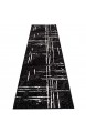 Carpeto Rugs Teppich Läufer Flur - Modern Muster - Kurzflor Weich - für Küche Vorzimmer Eingangsbereich - 80 cm Breit - Schwarz 80 x 300 cm