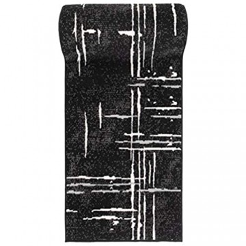 Carpeto Rugs Teppich Läufer Flur - Modern Muster - Kurzflor Weich - für Küche Vorzimmer Eingangsbereich - 80 cm Breit - Schwarz 80 x 300 cm