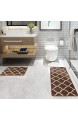 Carvapet 2stk Küchenläufer Waschbar rutschfest Küchenmatte Küchenteppich Marokkanisches Muster Teppich Läufer Küche Fußmatte Badematten Set (Kaffee)