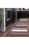 FKYUH Teppich Läufer Flur rutschfest Retro abstraktes Braune Streifen Küche Schlafzimmer Wohnzimmer Polyester Verblassen Anpassbare Größe (70X150CM A)