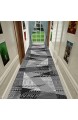 Flur Teppich Läufer Grau/Schwarzer Läuferteppich für Flur Rutschfester Waschbarer Eingangsteppich Schmale Bodenmatte für Die Haustür Eingang Treppe Geometrisches Design (Size : W100cm x L400cm)