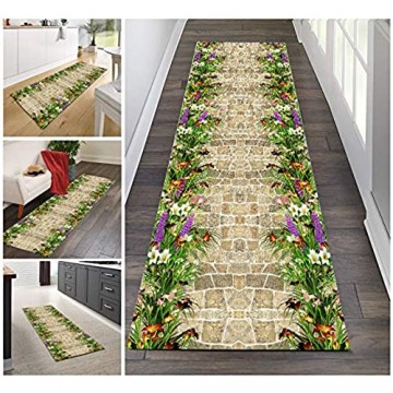 GJIF Läufer Teppich Flur Modern 3D-Flächenteppich Korridor Teppich Für Küche Wohnzimmer Schlafzimmer Rutschfester Breite 60cm / 80cm / 100cm / 120cm(Size:60x200cm)
