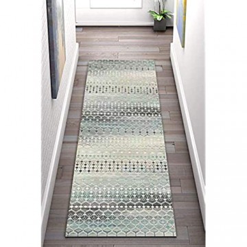 GJIF Läufer Teppich Flur rutschfest Modern Geometrisch Korridor Teppich Für Küche Wohnzimmer Schlafzimmer Breite 60cm / 80cm/ 90cm/ 100cm/ 120cm(Size:60x350cm)