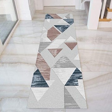 GJIF Läufer Teppich Flur rutschfest Modern Geometrisch Korridor Teppich Für Küche Wohnzimmer Schlafzimmer Breite 60cm / 80cm/ 90cm/ 100cm/ 120cm(Size:60x150cm)