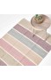 Homescapes waschbarer Chenille Teppich/Läufer 110 x 170 cm handgewebt aus 100% Baumwolle blau beige lila und grau gestreift
