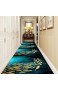 JLCP Blauer Teppich Läufer Flur 3D Goldener Fisch Eingangsteppich rutschfest Waschbar Fußmatten Für Wohnzimmer Küche Schlafzimmer Hotel Mehrere Größen 50x200cm