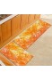 Küchenläufer Waschbare rutschfest Morbuy Anti-Slip Komfort Runner Matte 2 Stück Aquarelltinte Graffiti Bedruckte Innen Küchenmatte Für Küche Schlafzimmer (Orange 40 * 60cm+40 * 120cm)