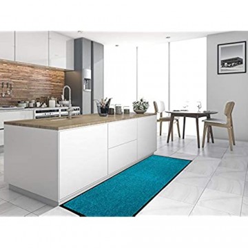 Primaflor - Ideen in Textil Küchenläufer Küchenvorleger Schmutzfangmatte CLEAN - Türkis 60x180 cm Küchenteppich Schmutzfangläufer
