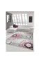 Designer Teppich Moderner Teppich Wohnzimmer Teppich Klassisch Gemustert Kreis Ornamente in Pink Lila Grau Creme Größe 120x170 cm