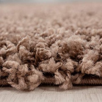 Hochflor Shaggy Teppich für Wohnzimmer Langflor Pflegeleicht Schadsstof geprüft 3 cm Florhöhe Oeko Tex Standarts Teppich Maße:240x340 cm Farbe:Mocca