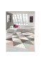 Merinos Teppich modern Designerteppich mit Dreieck Muster in Rosa Grau Creme Größe 120x170 cm