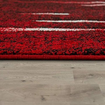 Paco Home Designer Teppich Modern Trendiger Kurzflor Teppich in Rot Creme Meliert Grösse:160x220 cm