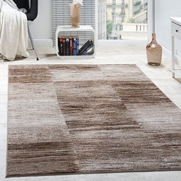Paco Home Designer Teppich Modern Wohnzimmer Teppiche Kurzflor Karo Meliert Braun Beige Grösse:160x220 cm