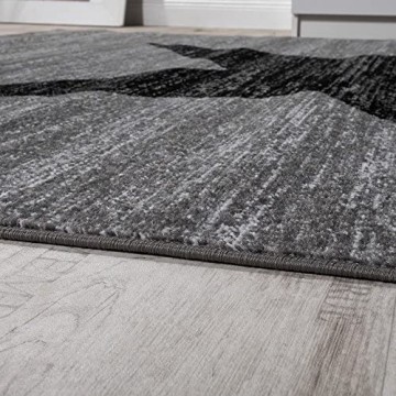 Paco Home Designer Teppich Stern Muster Modern Trendig Kurzflor Meliert In Grau Schwarz Grösse:160x220 cm