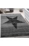 Paco Home Designer Teppich Stern Muster Modern Trendig Kurzflor Meliert In Grau Schwarz Grösse:160x220 cm
