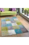 Paco Home Designer Teppich Wohnzimmer Ausgefallene Farbkombination Karo Türkis Grün Grau Grösse:120x170 cm