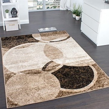 Paco Home Designer Teppich Wohnzimmer Teppich Kreis Muster in Braun Beige Preishammer Grösse:240x340 cm