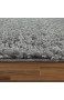 Paco Home Hochflor Teppich Wohnzimmer Shaggy Langflor Modern Einfarbig Ohne Muster Grösse:140x200 cm Farbe:Grau