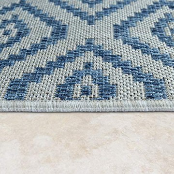Paco Home In- & Outdoor-Teppich Für Balkon Und Terrasse Mit Skandi-Muster In Blau Grösse:120x170 cm