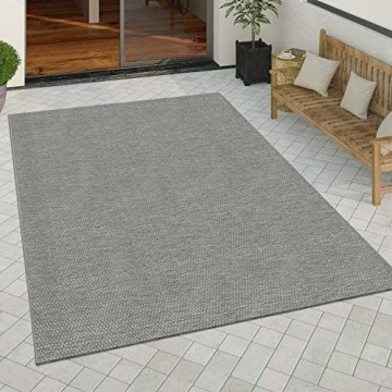 Paco Home In- & Outdoor Teppich Küchenteppich Einfarbiges Design Sisal Optik Modern Grau Grösse:160x220 cm