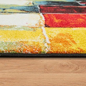 Paco Home Moderner Kurzflor Designer Teppich Mit Karo Design Gemälde Optik Mehrfarbig Bunt Grösse:160x230 cm