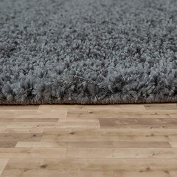 Paco Home Shaggy Teppich Hochflor Flauschig Wohnzimmer Uni In Versch. Farben & Größen Grösse:160x220 cm Farbe:Grau