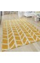 Paco Home Teppich Wohnzimmer Muster Geometrisch Modern Kurzflor Streifen In Gelb Weiß Grösse:80x150 cm